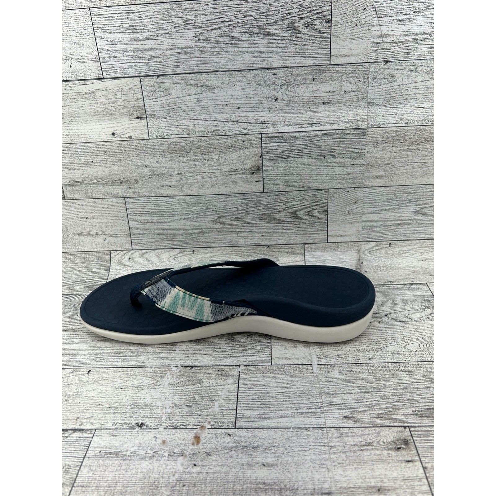 Vionic Tide Sequins Navy Blue Mint Orthotic Thong Sandals Women Size 6 44TIDESQ