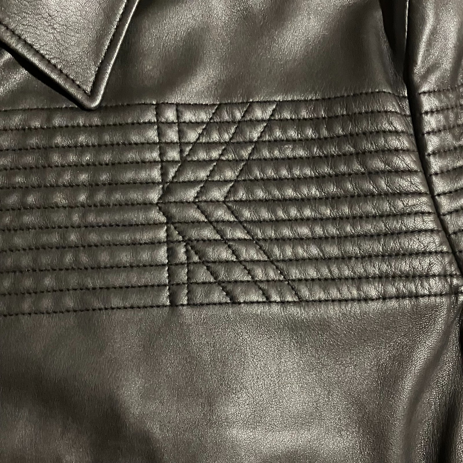 Karl Lagerfeld Men’s Black Leather Biker Jacket with Zippers & Shirt Collar BNWT