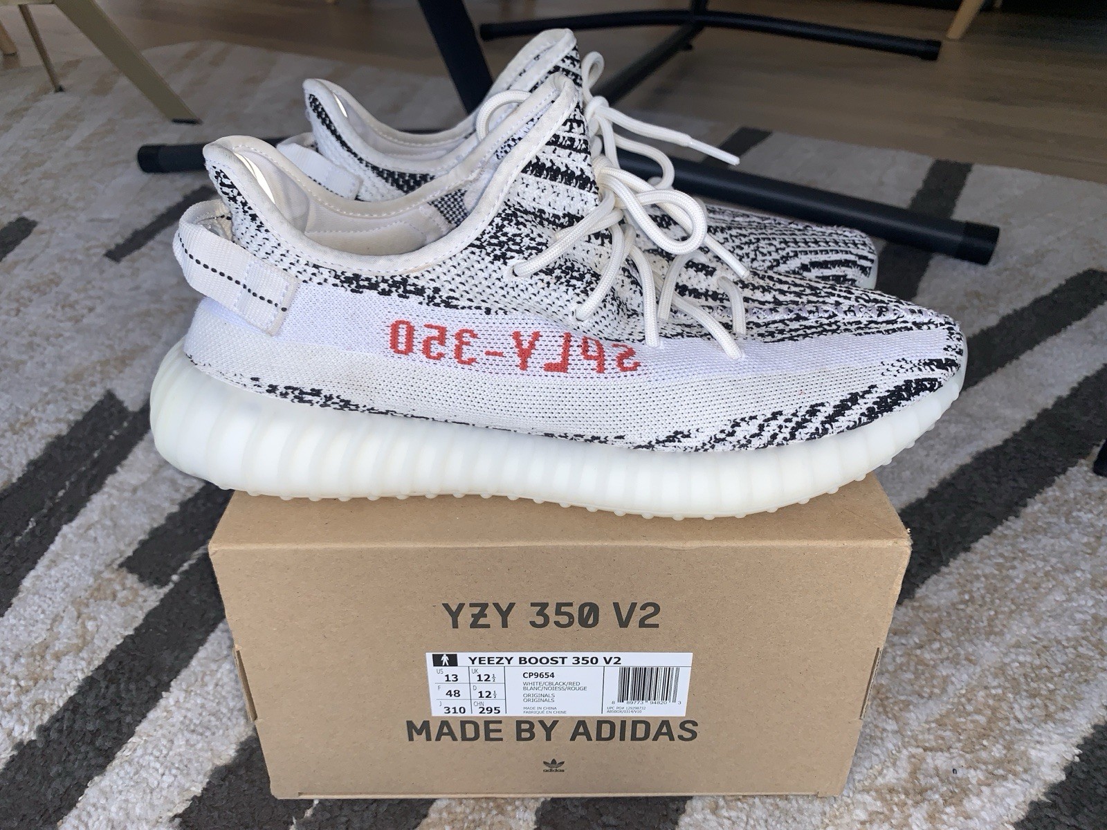Size 13 Adidas Yeezy Boost 350 V2 Zebra 2022