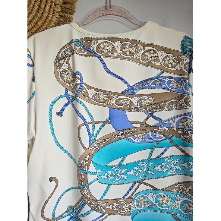 J. McLaughlin NEW Whiltshire Signature Catalina Cloth Equestrian Print Top SZ XL