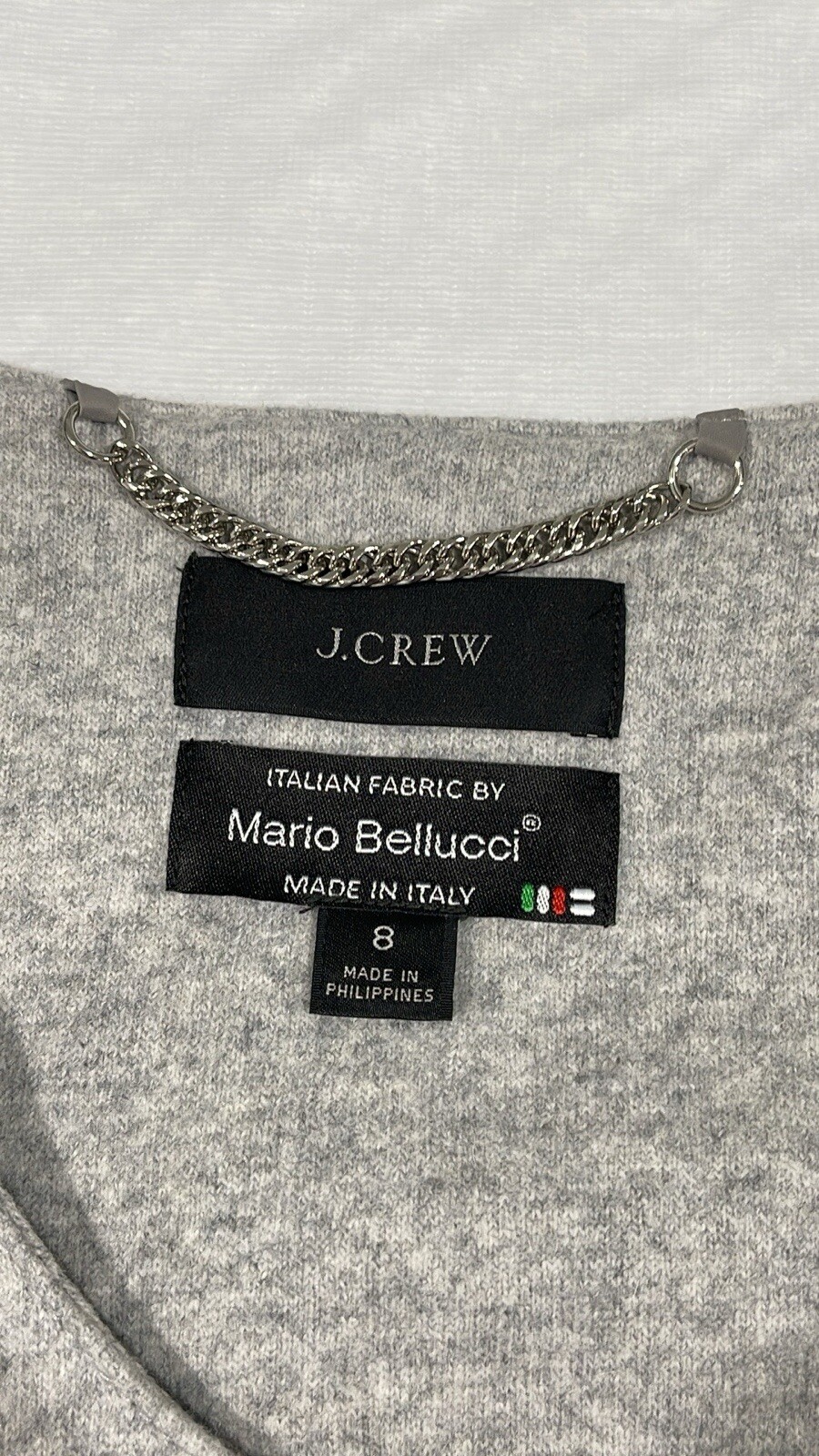 J.Crew Mario Bellucci Italian knit wool jacket size 8 gray oversized pockets