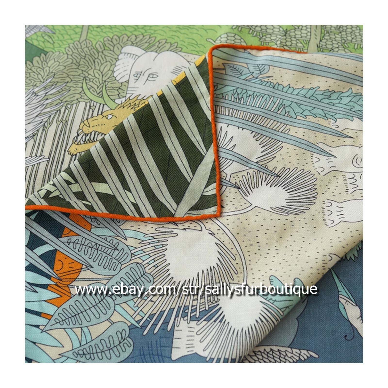 Sallys Boutique 70% Cashmere 30% Silk Wrap Scarf Animals Print 2 Face Shawl 53″