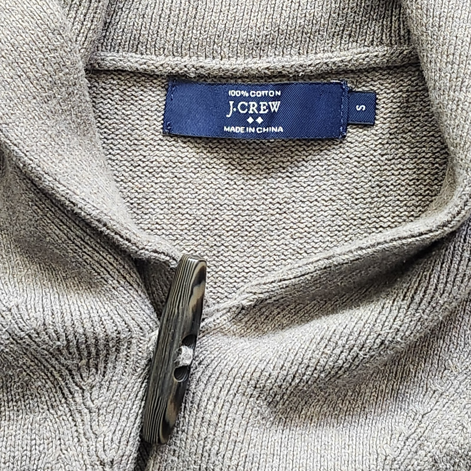 J. Crew Mens Shawl Collar Toggle Sweater Size M Brown Cotton Knit Preppy 52968