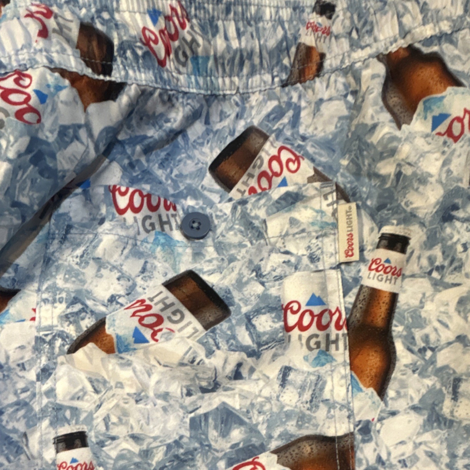 Coors Light Men’s Swim Shorts Trunks 2XB Big & Tall Blue Beer Bottle No lining