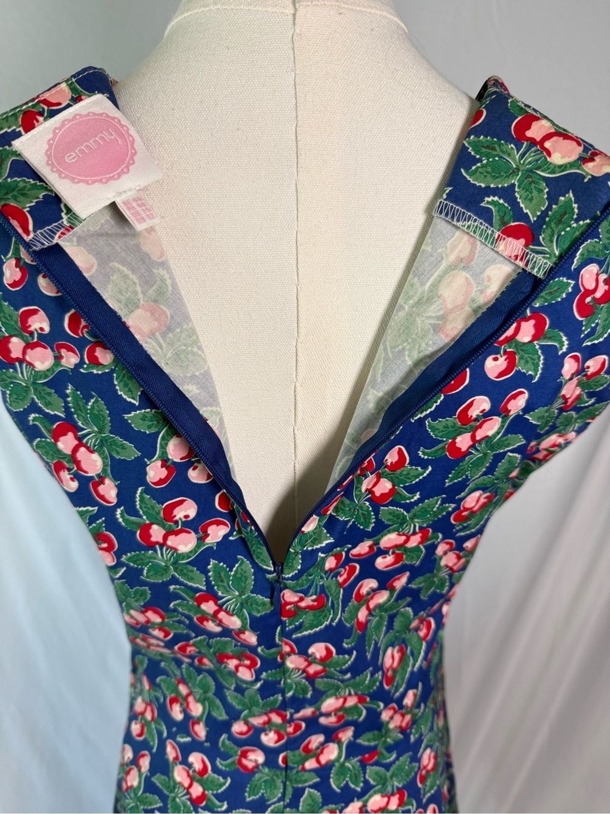 Emmy Design Sweden The Goodness Gracious Cherry Print Dress Vintage Style US 12