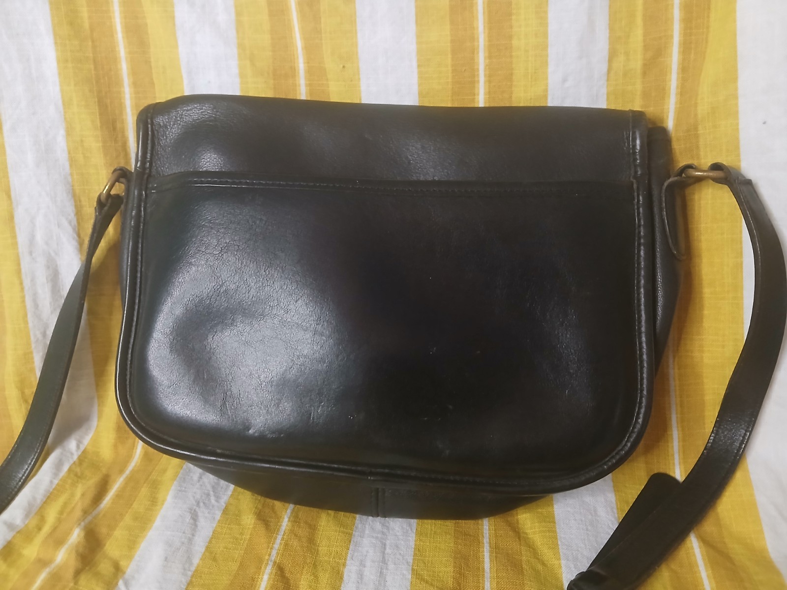 Coach Black Turn Lock Shoulder Bag Zip Closure With Outer Pocket And Strap