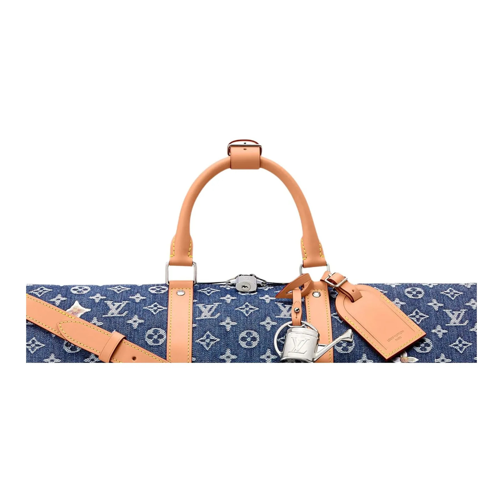 LOUIS VUITTON Keepall Bandoulière 50 Monogram Travel Bag Blue 19.7x9x11.4 in