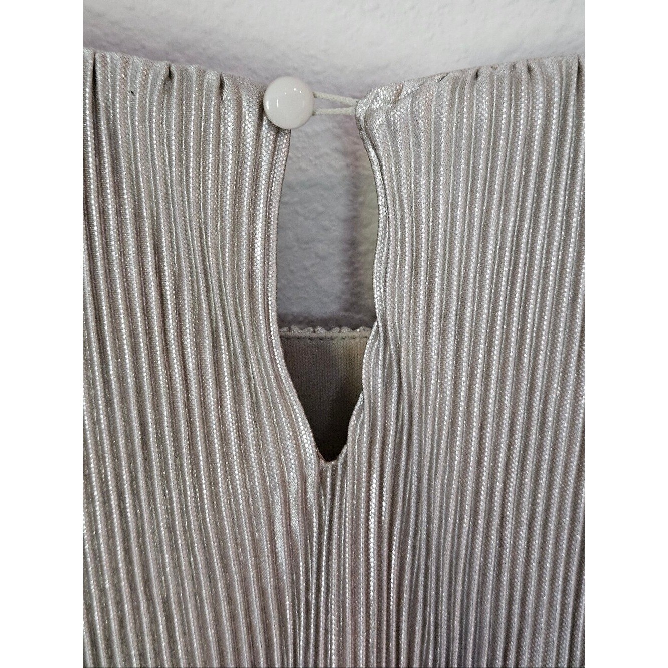 Celadon Cape Metallic Champaigne Pleated Maxi Dress with Front Slit
