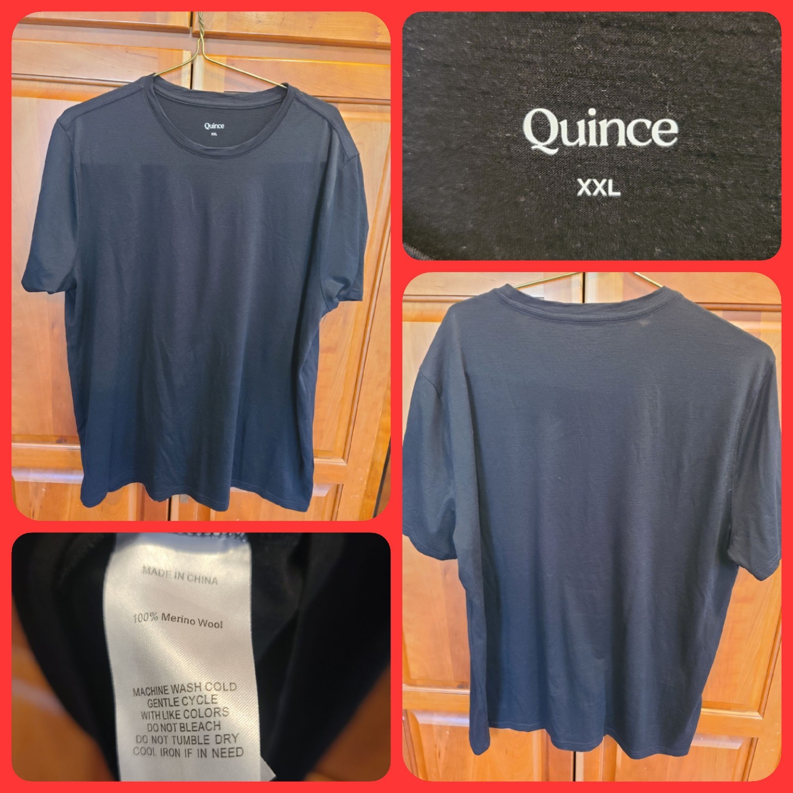 Quince 100% Merino Wool All Season Black Short Sleeve Base Shirt Men’s Size 2XL