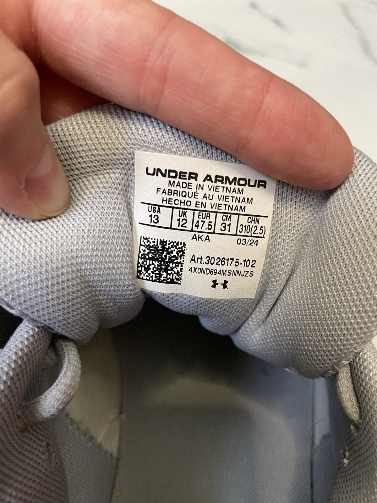 Under Armour Charged Assert 10 Men’s Mod Grey/White Low Top