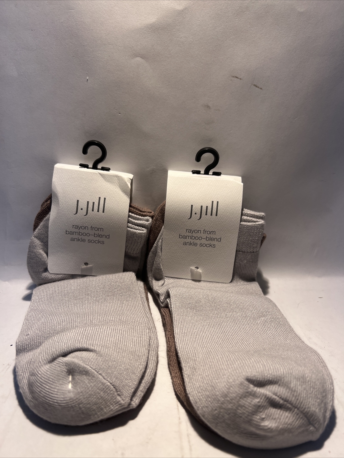Men’s Rayon from Bamboo Blend – 4 Pack – Ankle Socks—Khaki And Grey Colored