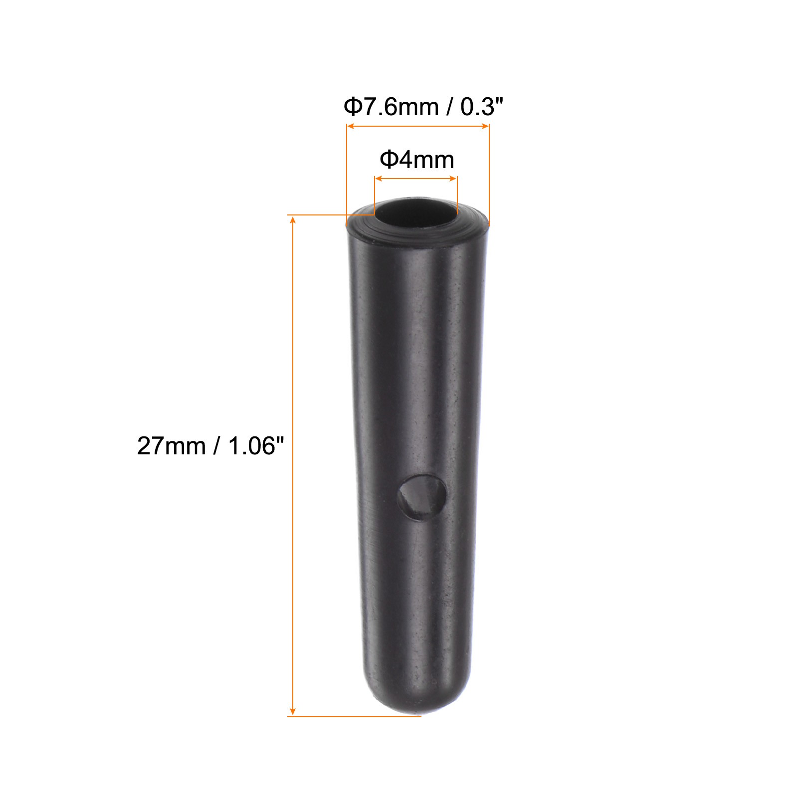 10pcs Umbrella Tail Beads Gum PP 4mm Dia for Straight Umbrella Cover Black
