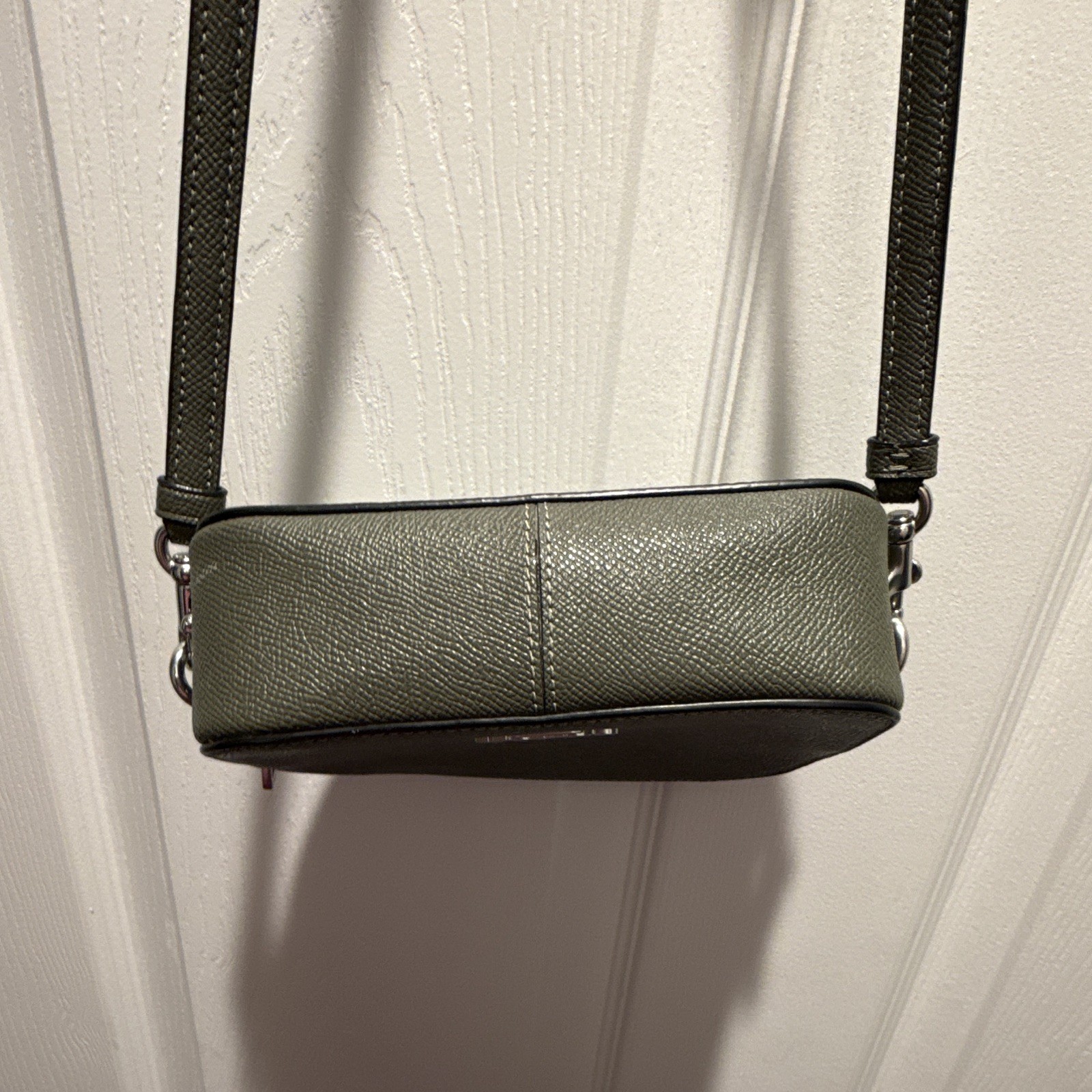 Coach Olive Green Small Crossbody Bag Zip Closure Detachable Strap Silver HW