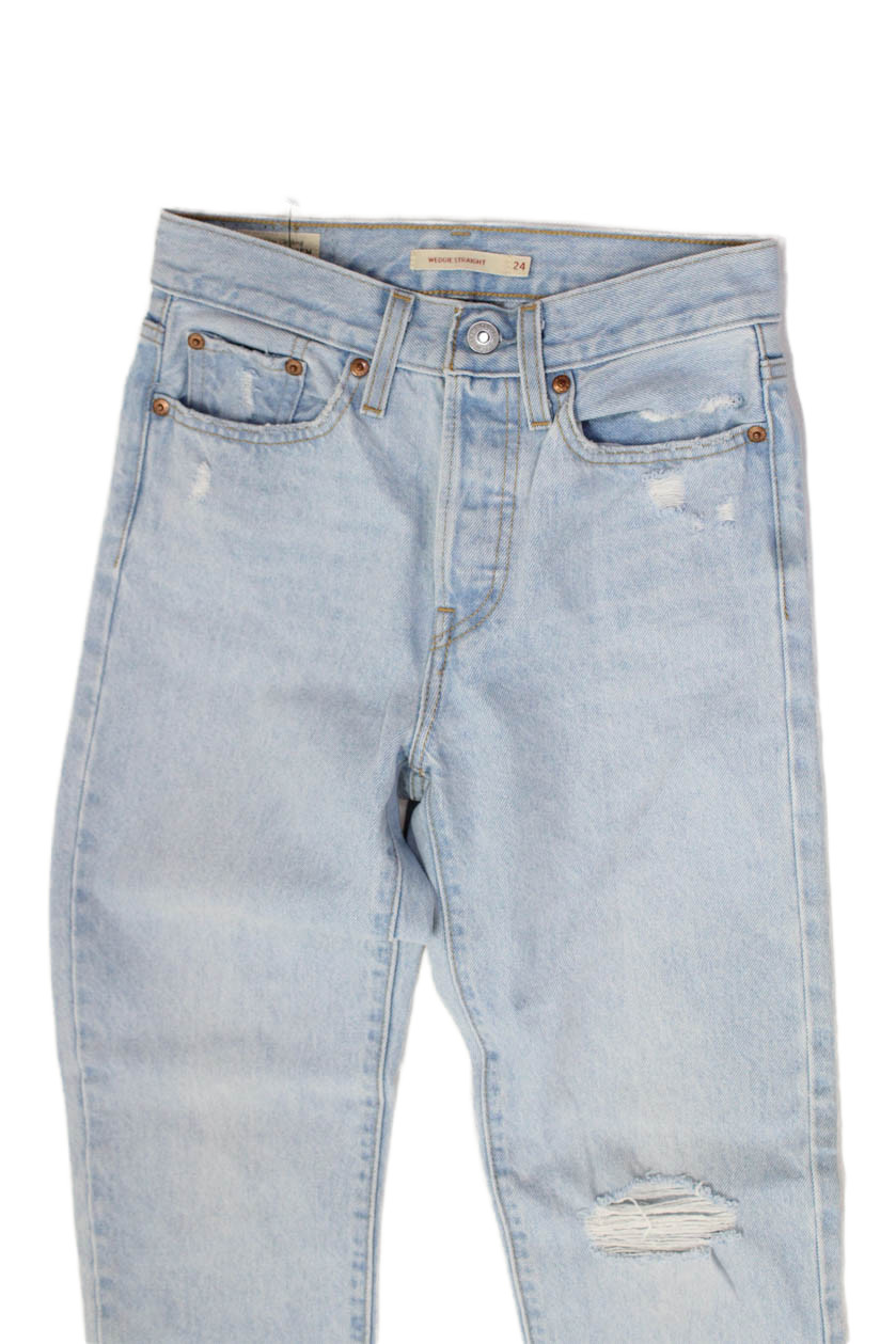 Levis Women Light Blue High Waist Straight Jeans Size 24