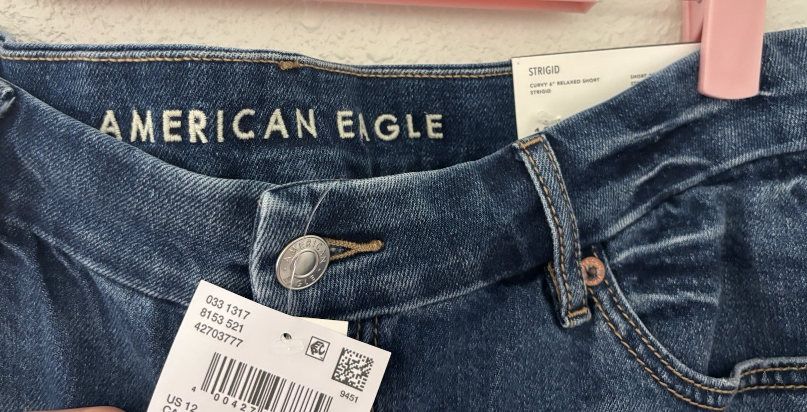 NWT American Eagle Shorts Womens 12 Blue Curvy 6”Relaxed Short Strigid Jean