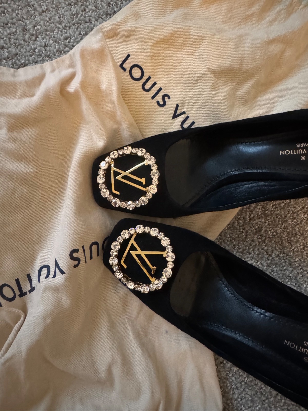 Louis Vuitton Black Suede Madeleine Pump