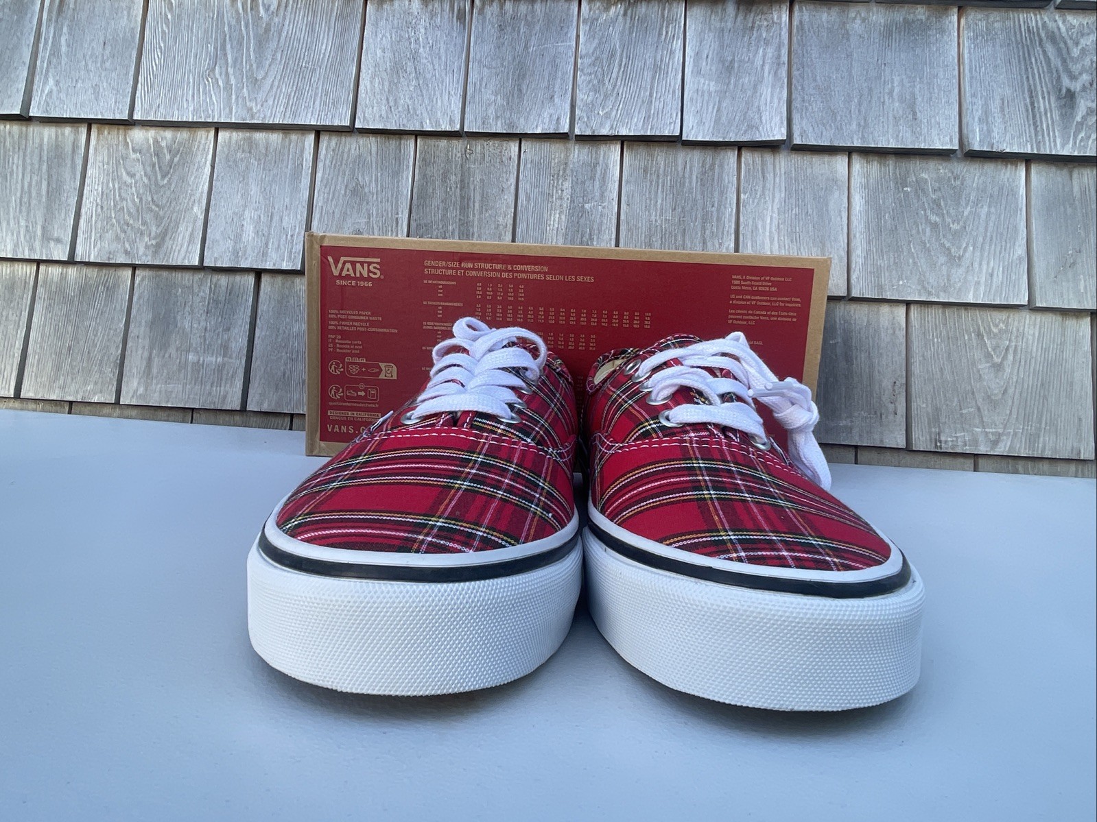 Vans Authentic Shoes Plaid Red White Low Top Skate Sneaker Men’s Size 10.5 NEW