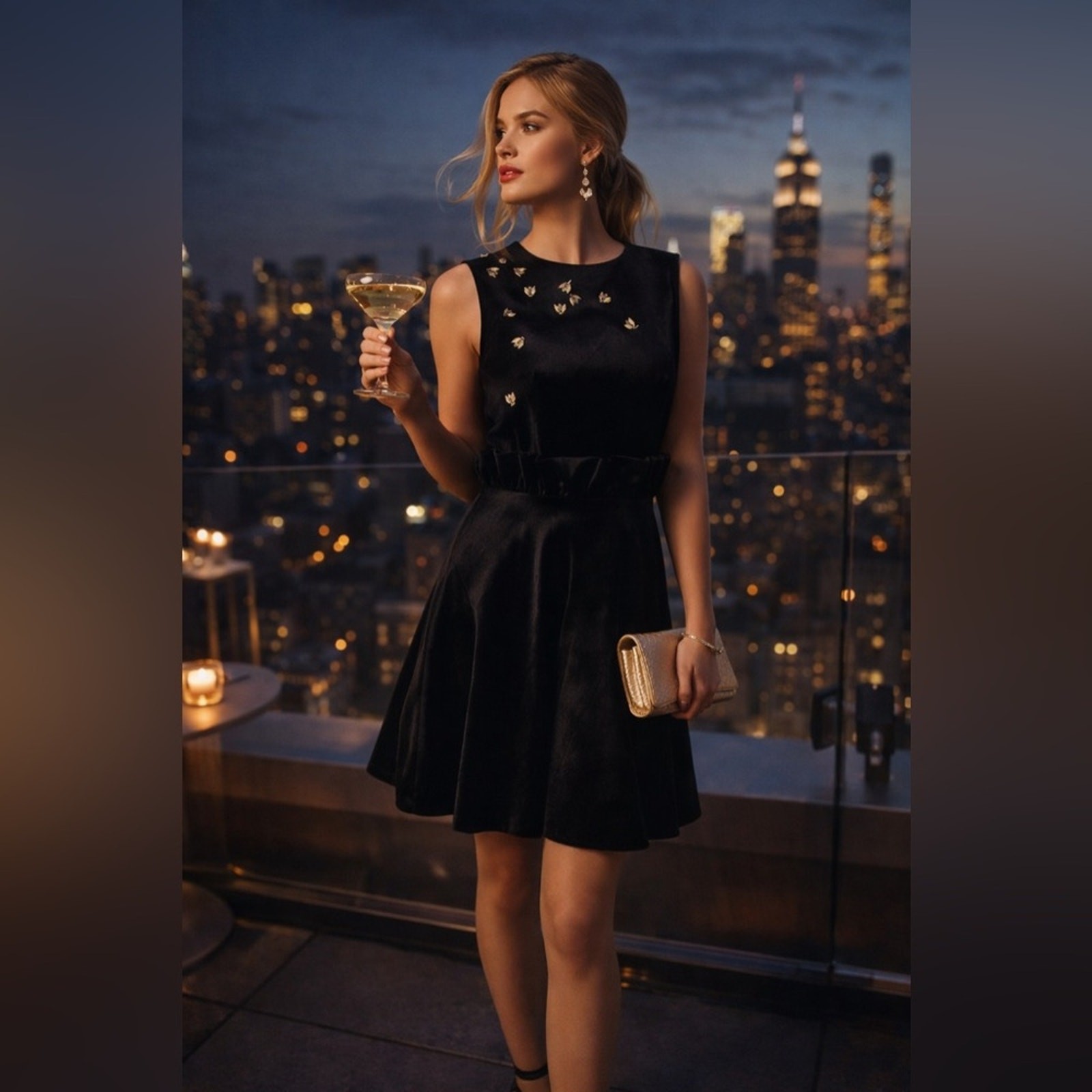 Ted Baker London Celeena Queen Bee Velvet Party Dress Gold Bee Embellished Sz 1