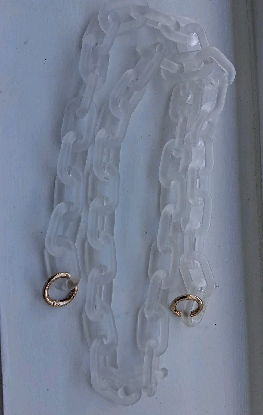 Large Chain Matte Clear Acrylic Handbag Strap Gold Tone Clasp Replace. 21″ Drop