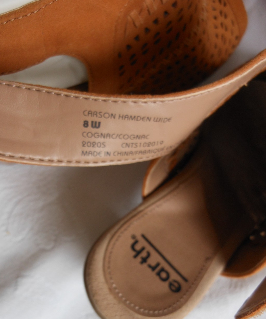 Earth Size 8.5 W Carson Hamden Tan Suede Peep Toe Booties Sandals Wide Width