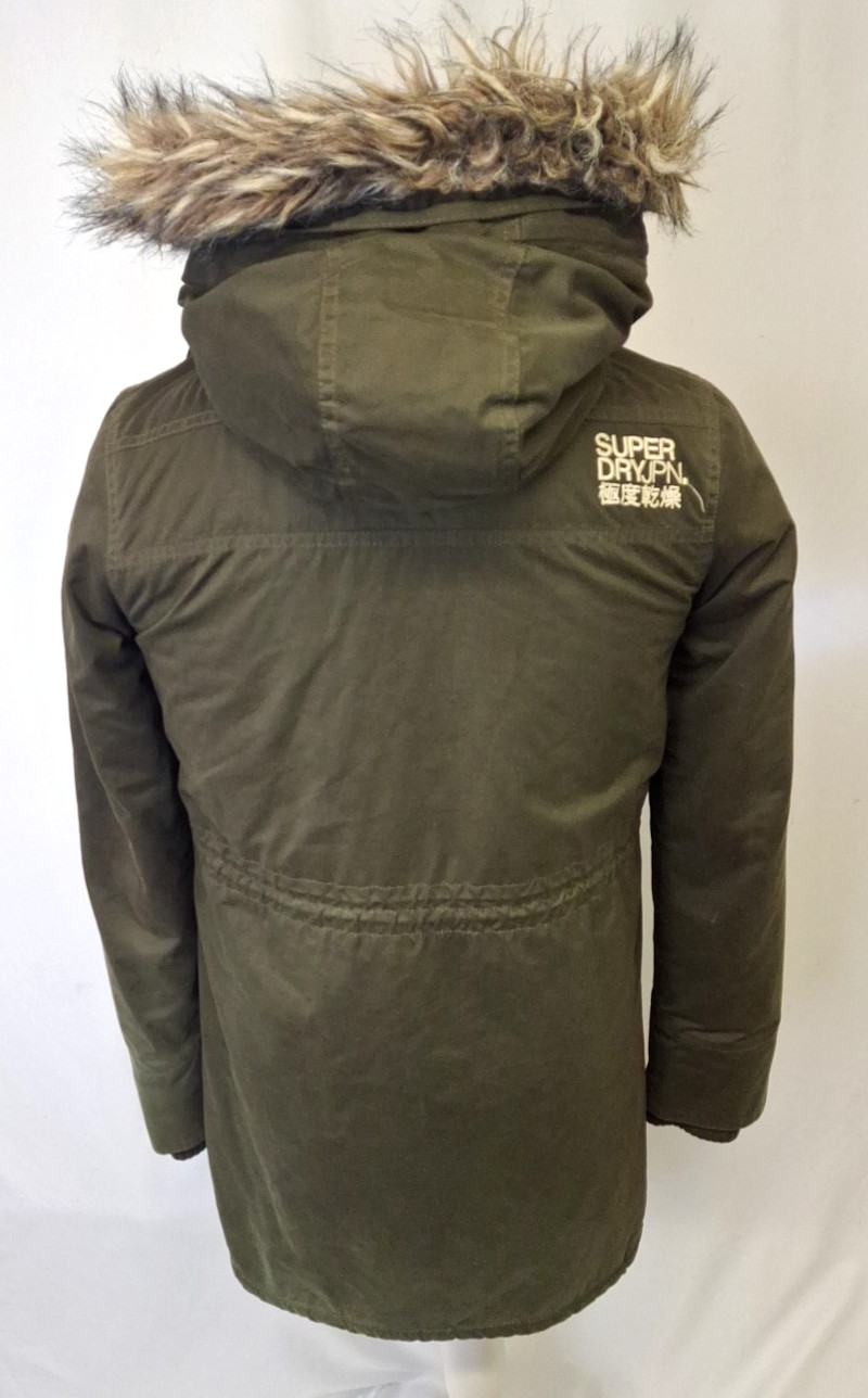 Superdry Microfibre Windcheater Parka Jacket Casual Designer Khaki Large A321