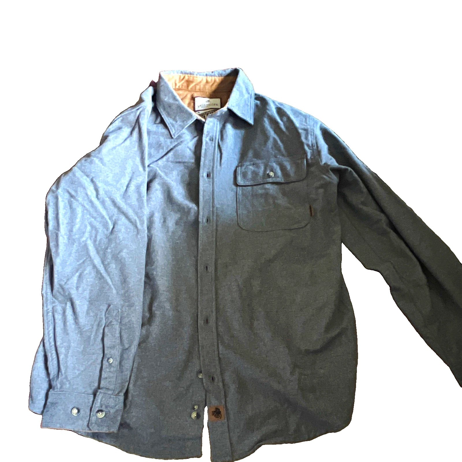 Buck Camp Men’s XL Blue Solid Flannel Long Sleeve Button-Up Shirt Pockets