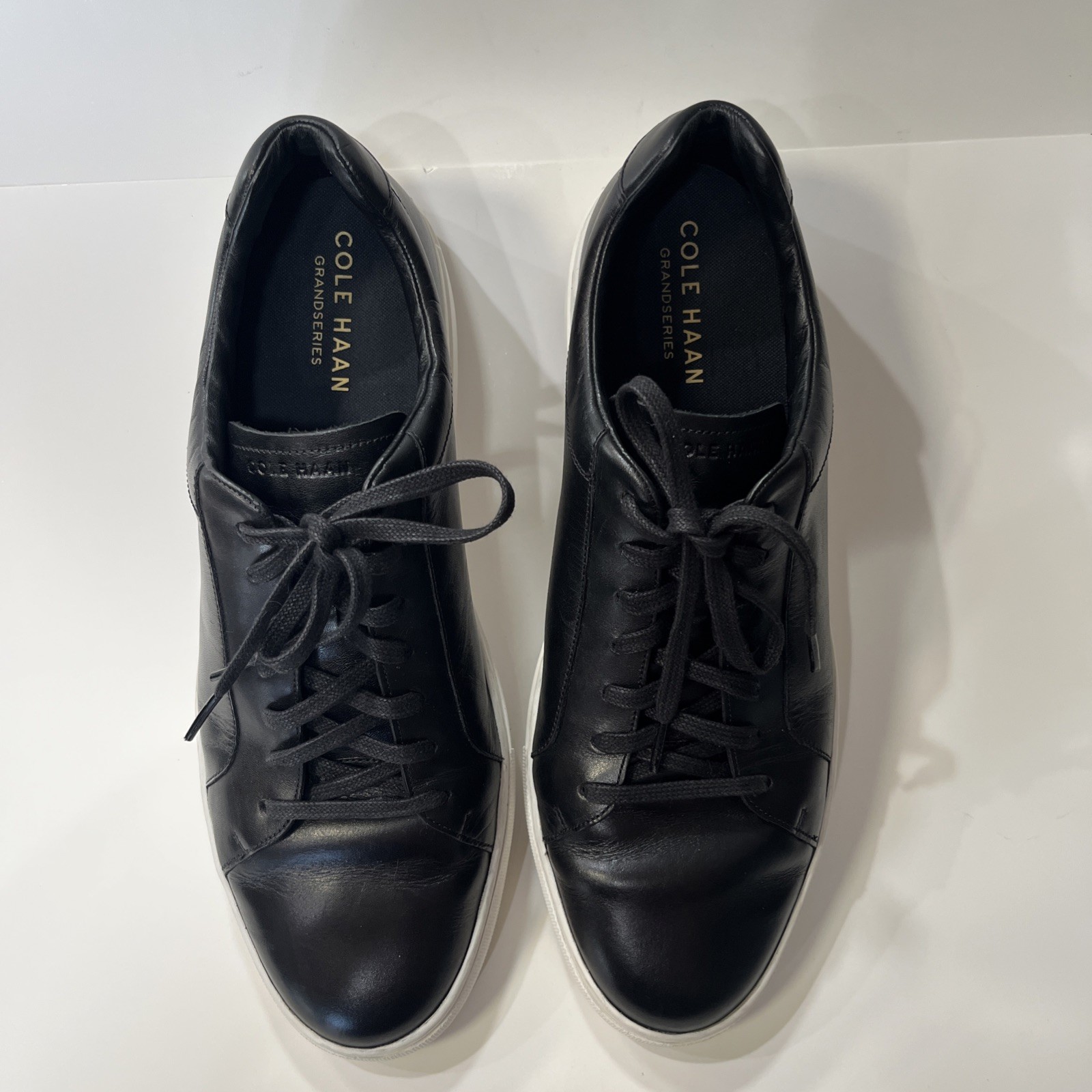 Cole Haan Men’s Leather Lace-Up Casual Sneakers Black/White, US 13 M