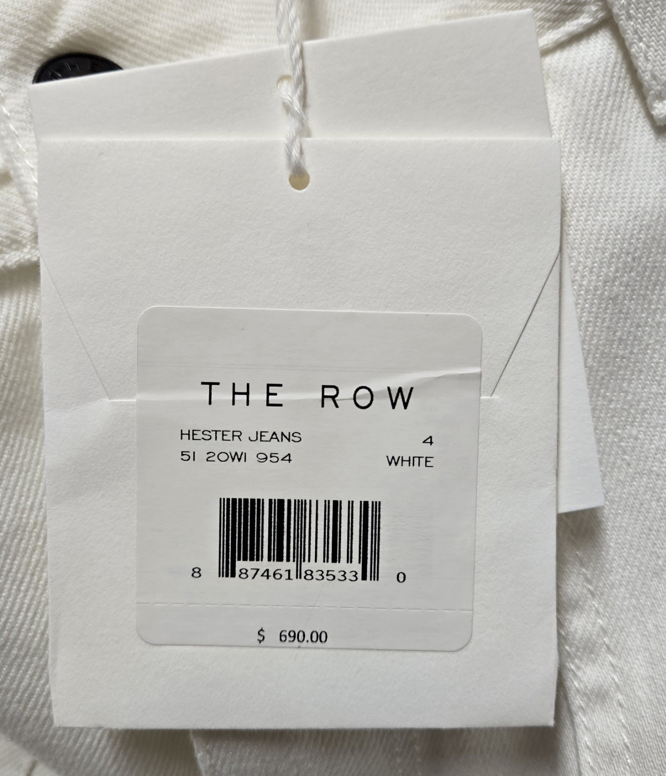 The Row Hester Wide Leg Cropped Jeans, Size 4, White