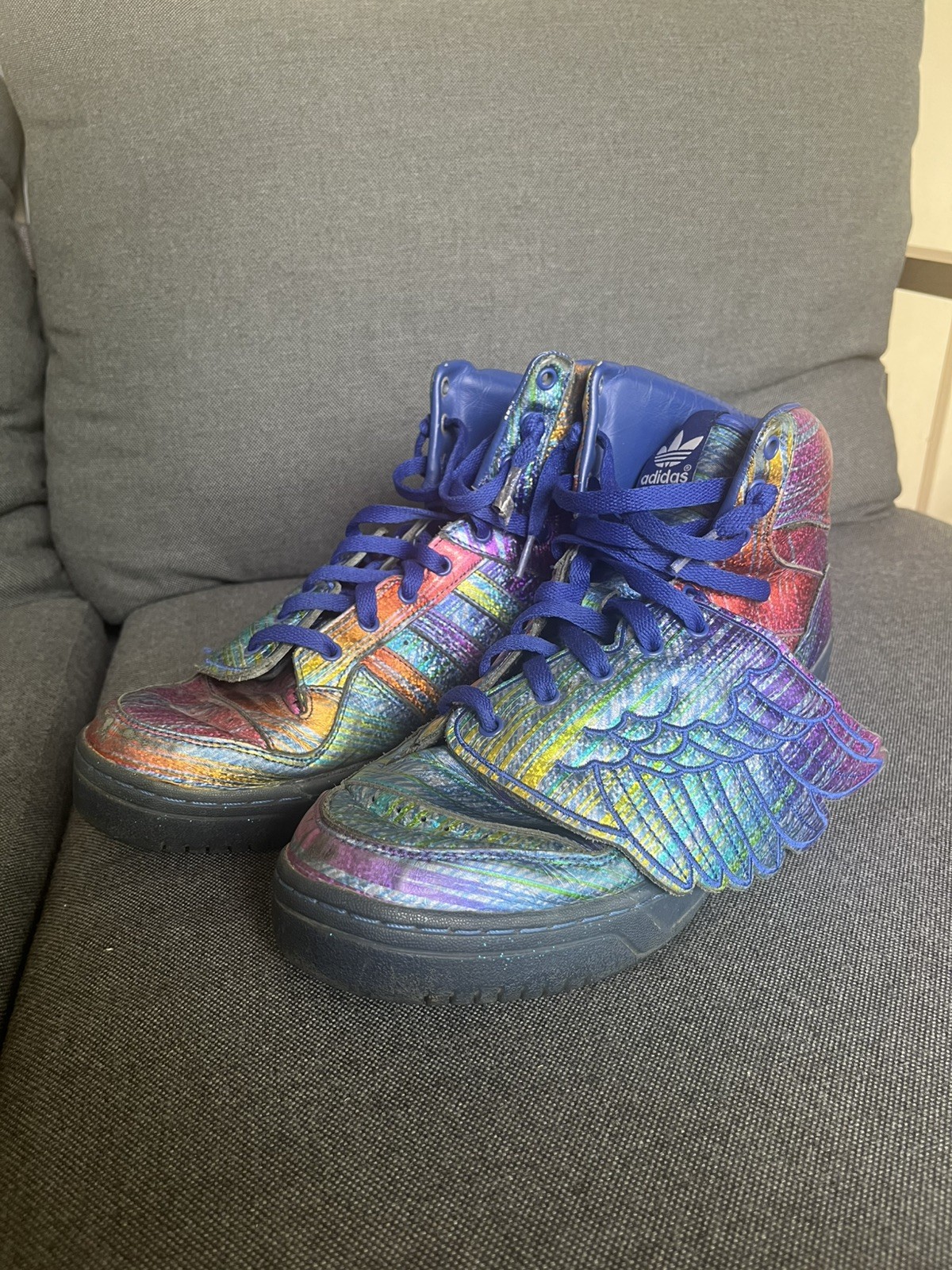 Adidas Js Wings Jeremy Scott Rainbow Foil Q23650 Vintage Sz 13