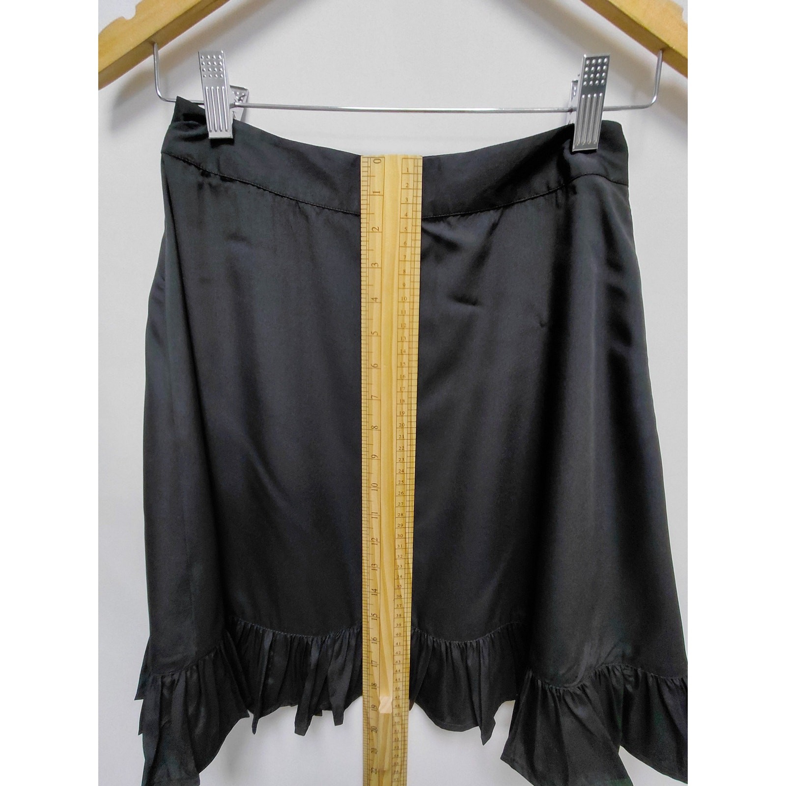 NA-KD Ruffle Hem Skirt Black Solid Lightweight Size 36