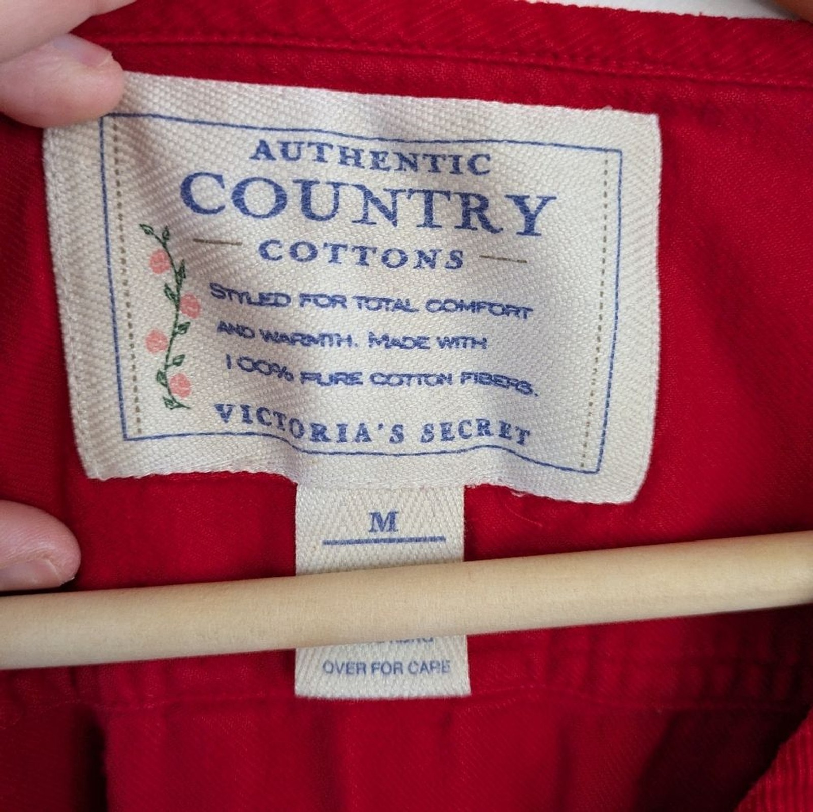 Vintage Victorias Secret Authentic Country Cottons Flannel Red Button-Up Nightie