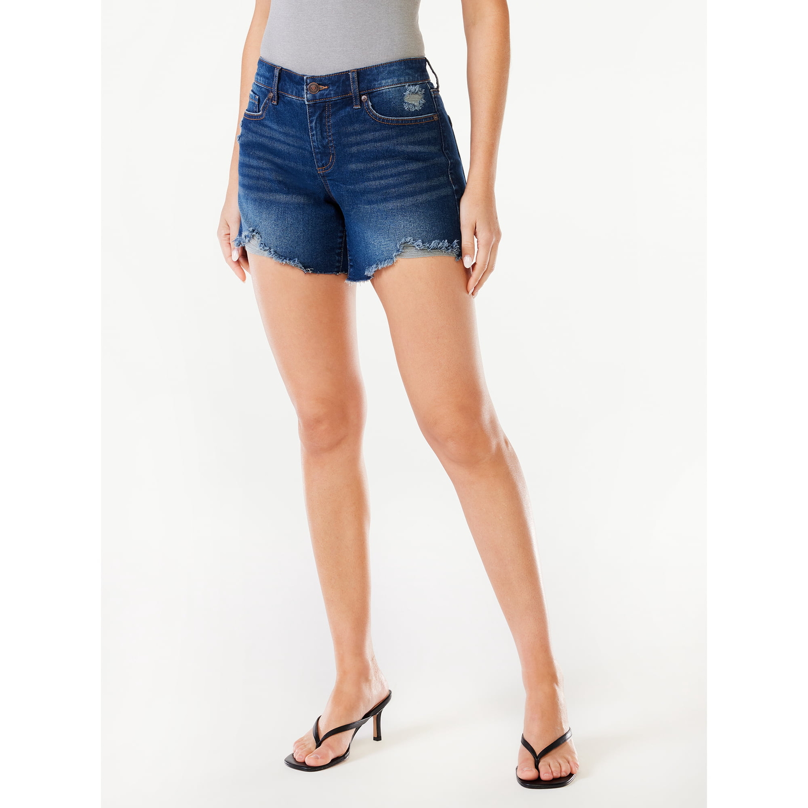 Sofia Womens LILA Jean Shorts by Sofia Vergara Mid-Rise Various Sizes Destructed