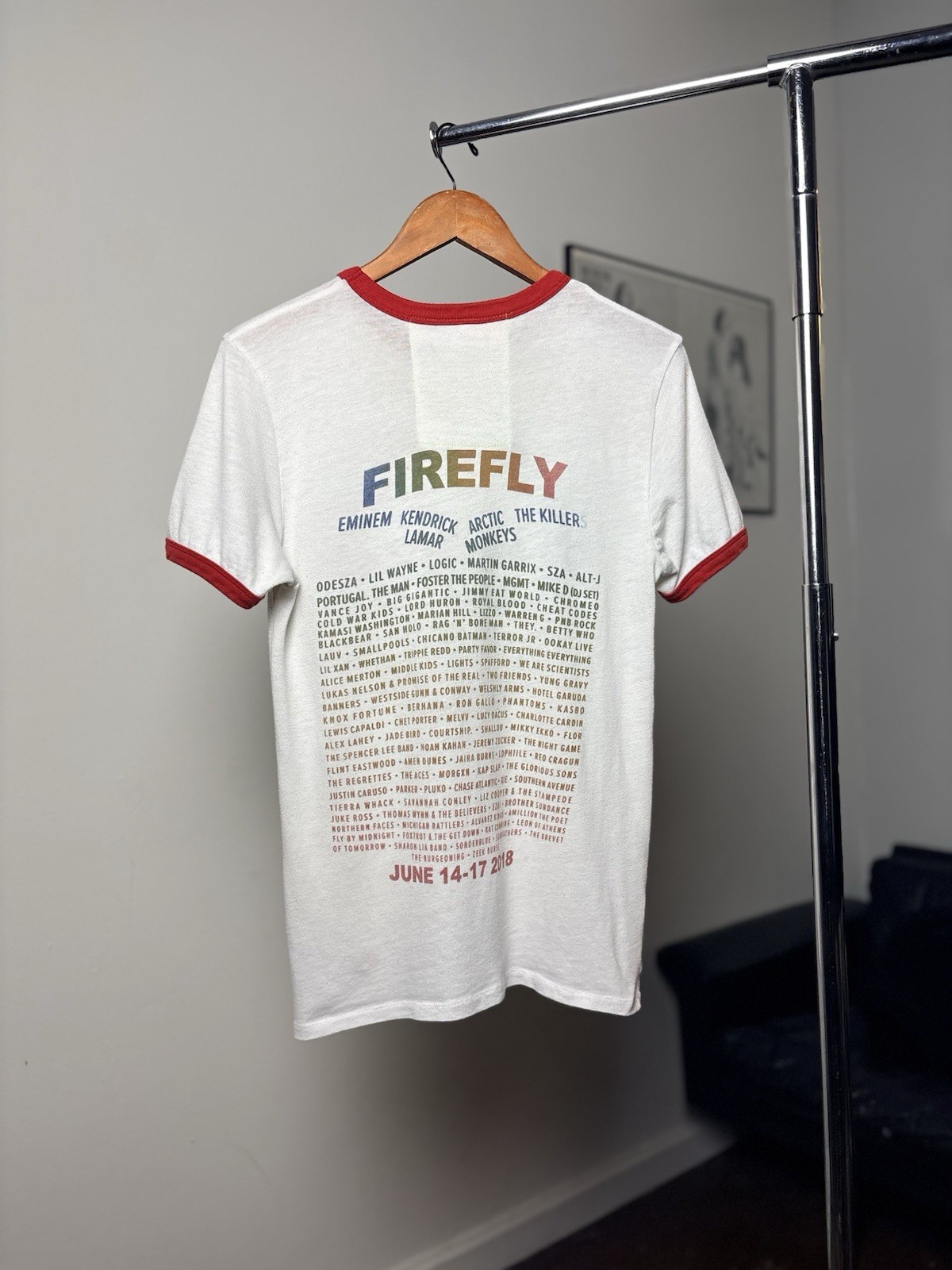 Aviator Nation Ringer T-Shirt “Happy Camper” Firefly Festival Size Small