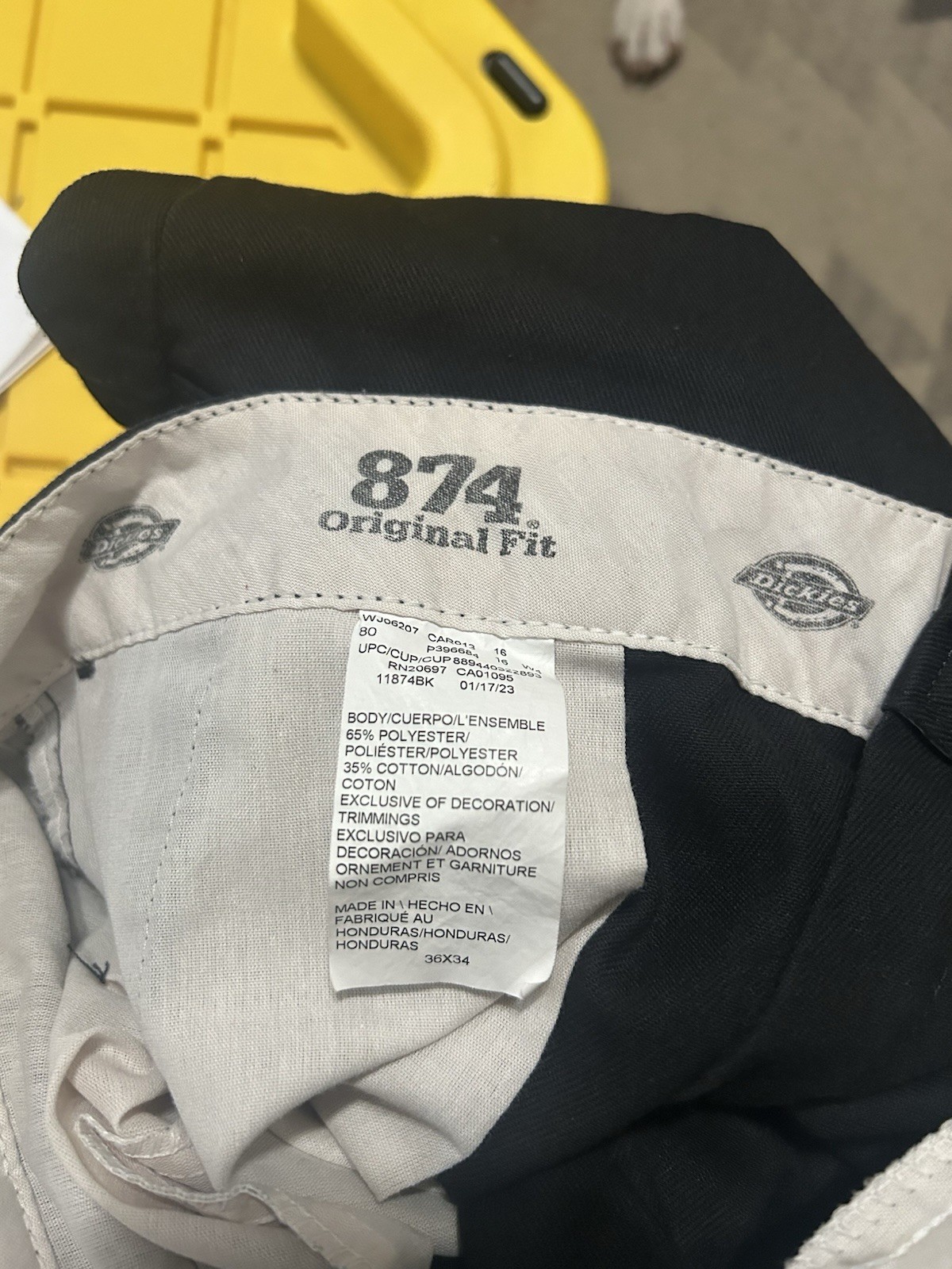 Dickies 874 Original Fit Men’s Work Pants 36×34 Black Twill Poly Cotton (#4)