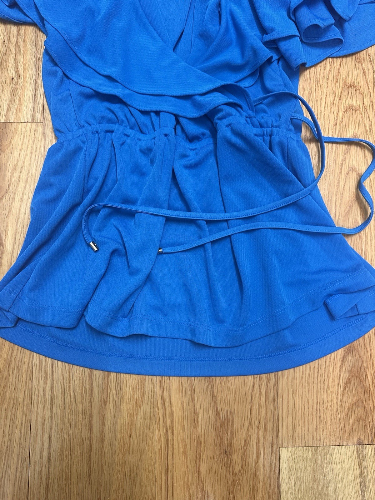 Lauren Ralph Lauren Blue Wrap V-Neck Flutter Sleeve Blouse XS