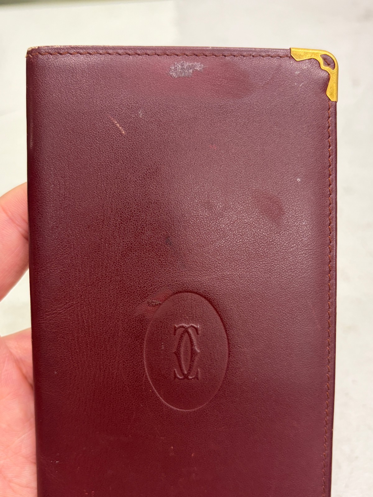 Cartier Leather Long Bifold Wallet in Burgundy / Pre-Owned