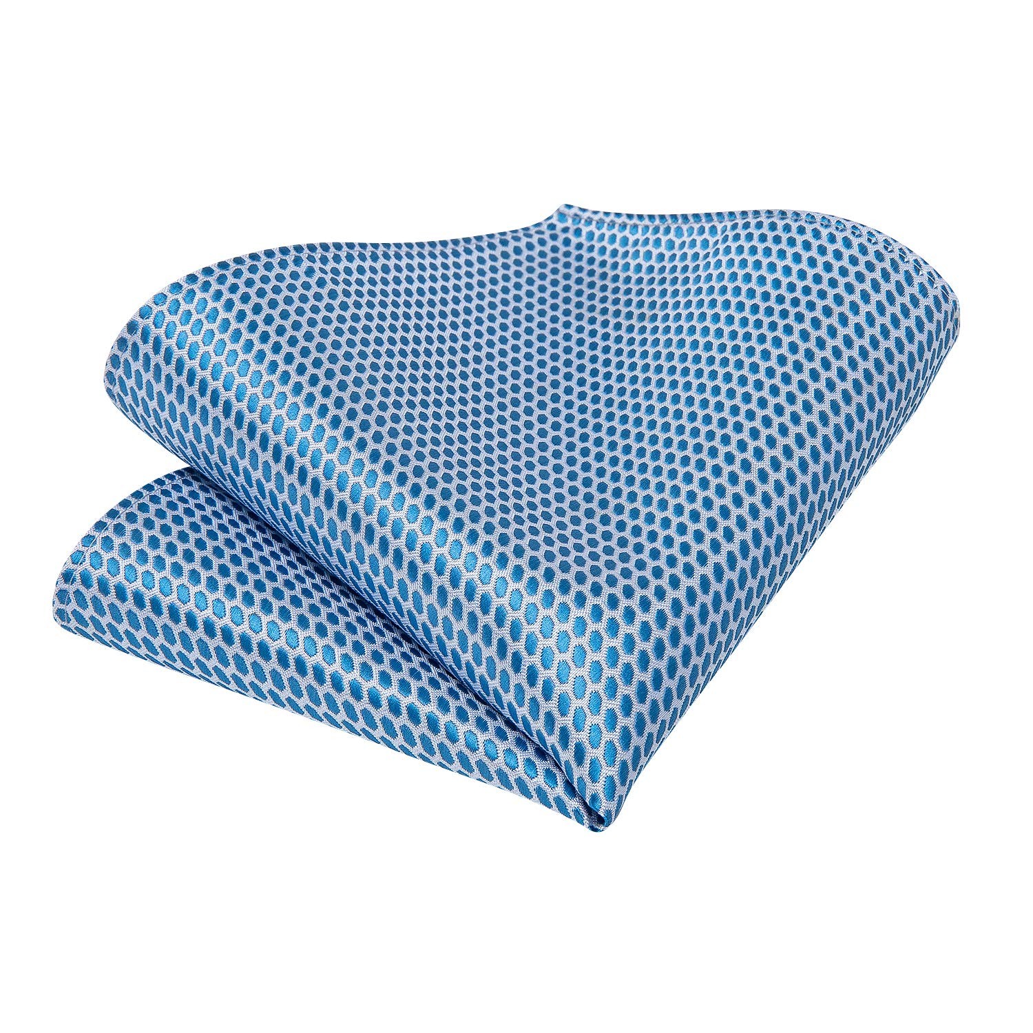 DiBanGu Mens Solid Color Tie and Pocket Square Set Woven One Size, Light Blue
