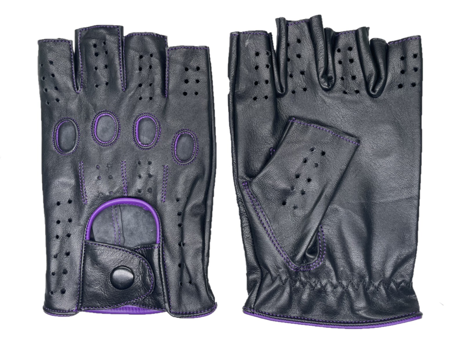 HALF FINGER MEN’S 100% GENUINE LEATHER DRIVING GLOVES REVERSE STITCH CHAUFFEUR