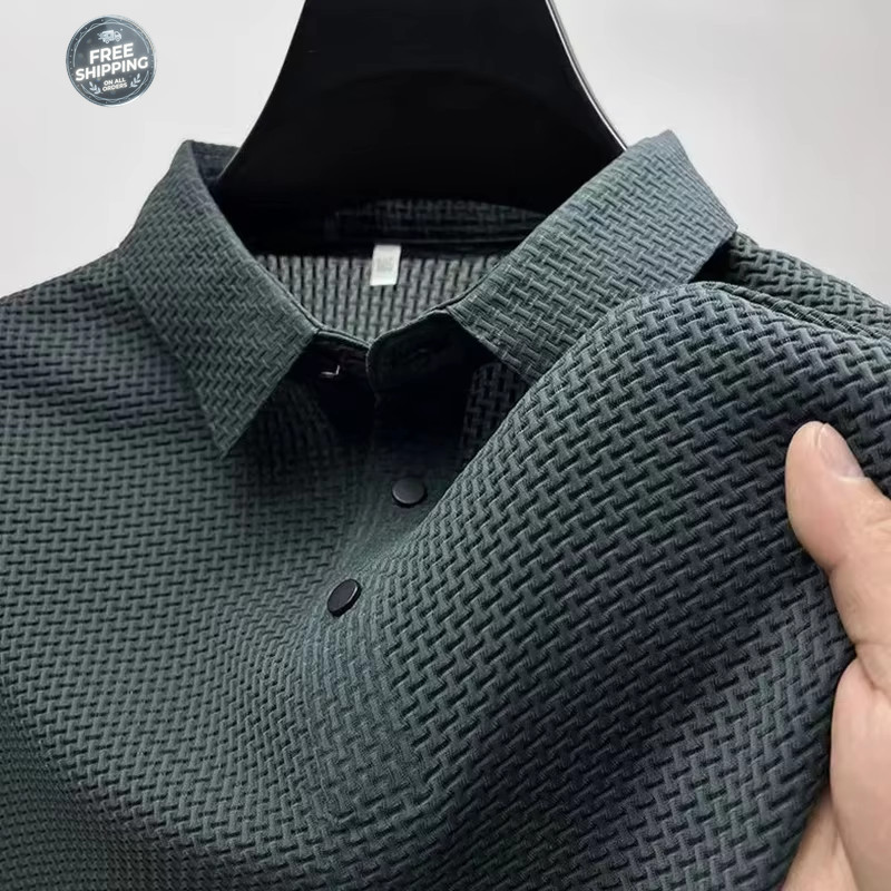 Men’s Breathable Summer Polo Shirt Short Sleeve Business Casual Solid Top Gift