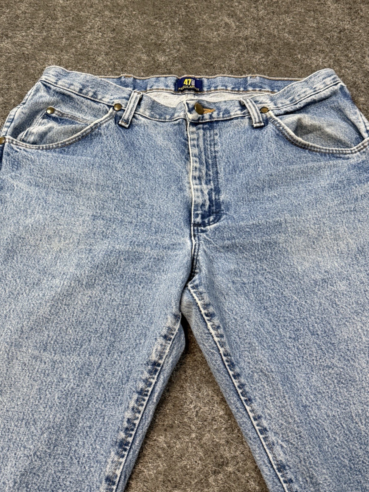 Vintage Wrangler 47 Jeans 34×36 Regular Fit Light Wash Made Mexico Y2K Denim
