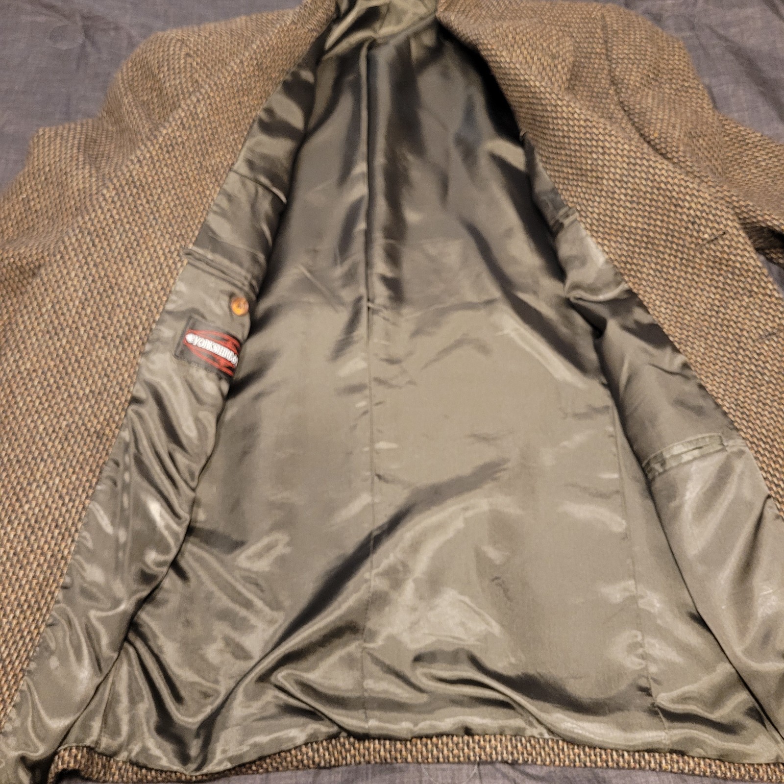 Yorkshire & Hill 46L Brown Tweed Wool Sport Coat Herringbone