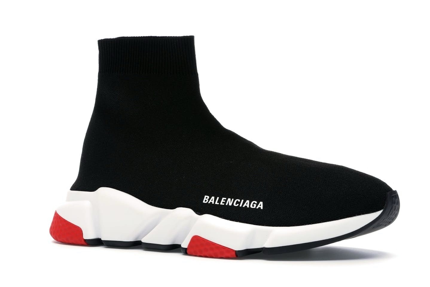 Balenciaga Speed Sock Sneaker Slip-On High Top Knit Logo Black White Red