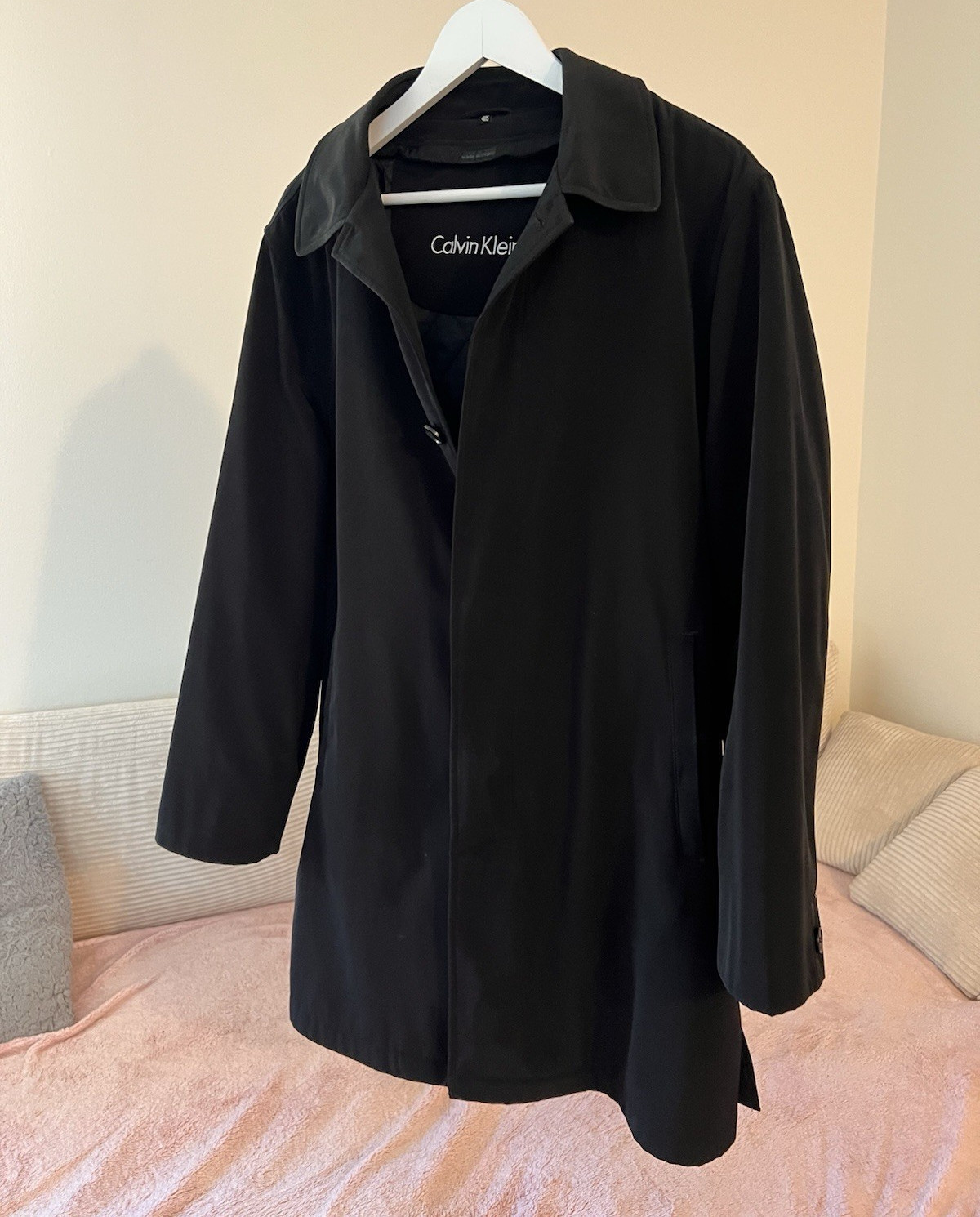 Calvin Klein Men’s 40S Black Trench/Over Coat Removable Liner