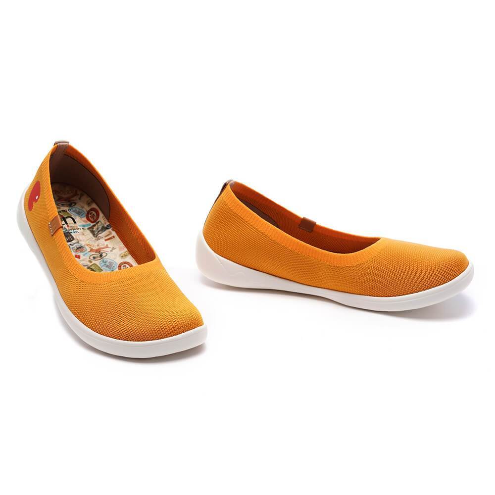 Women Size 5-12 UIN Slip On Shoes Canvas Comfortable ” Valencia knitted orange”