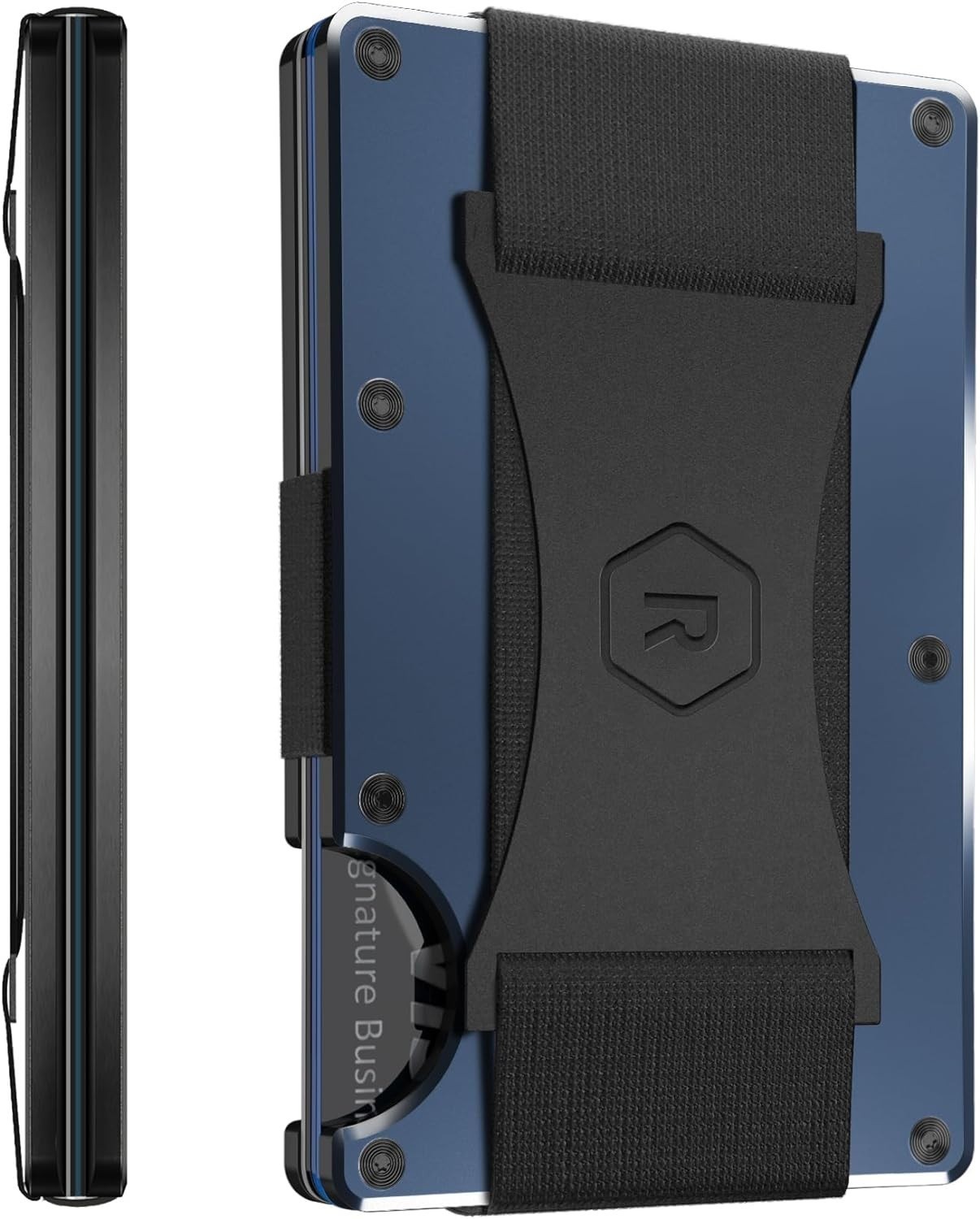 The Ridge Thin RFID Wallet Card Holder Metal Wallet With Cash Strap – Lake Navy