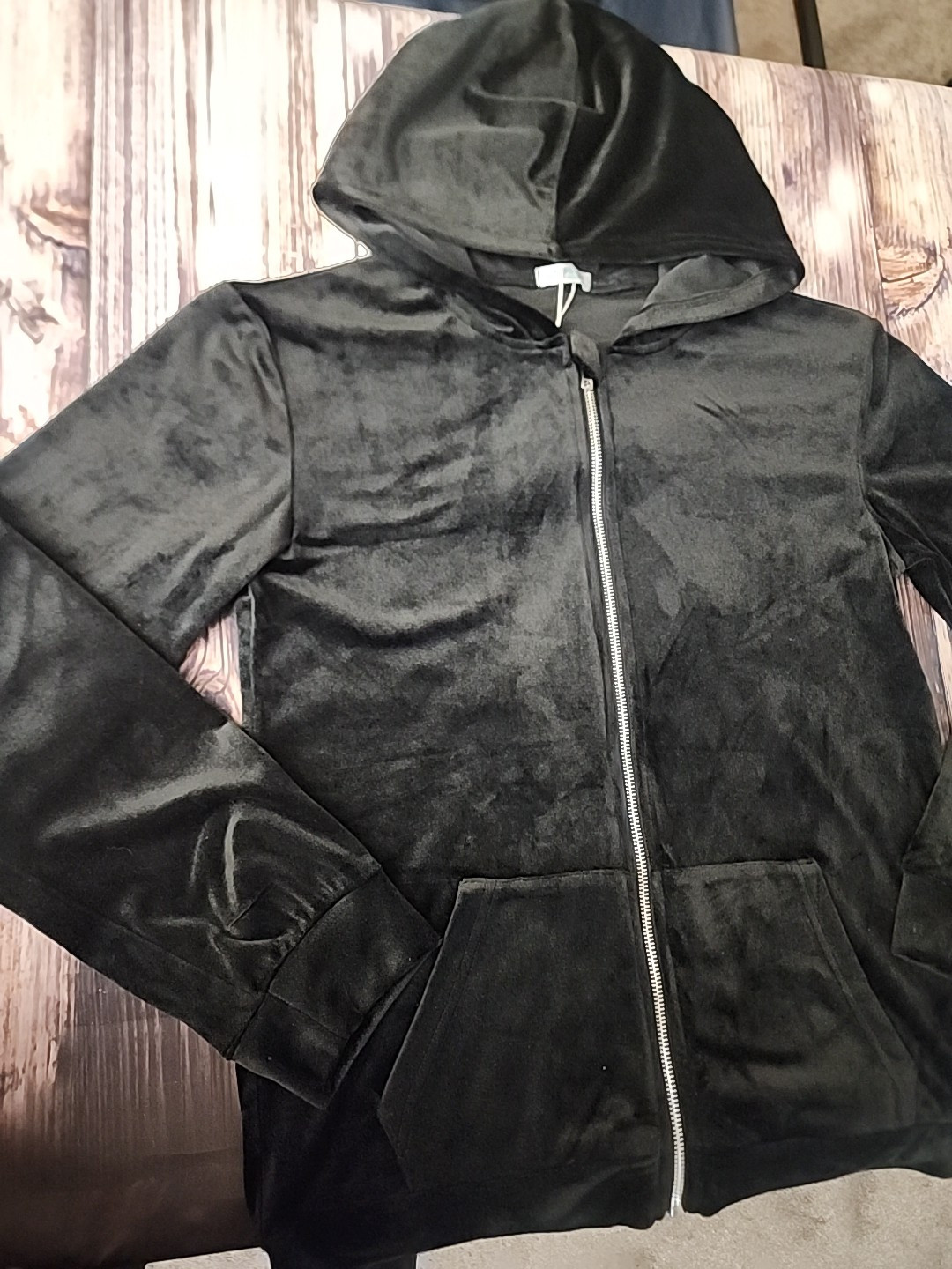 ARSHINER Hoodie Womens Small BUTTERY SOFT Black Velour Velvet Dance Ballet NWOT