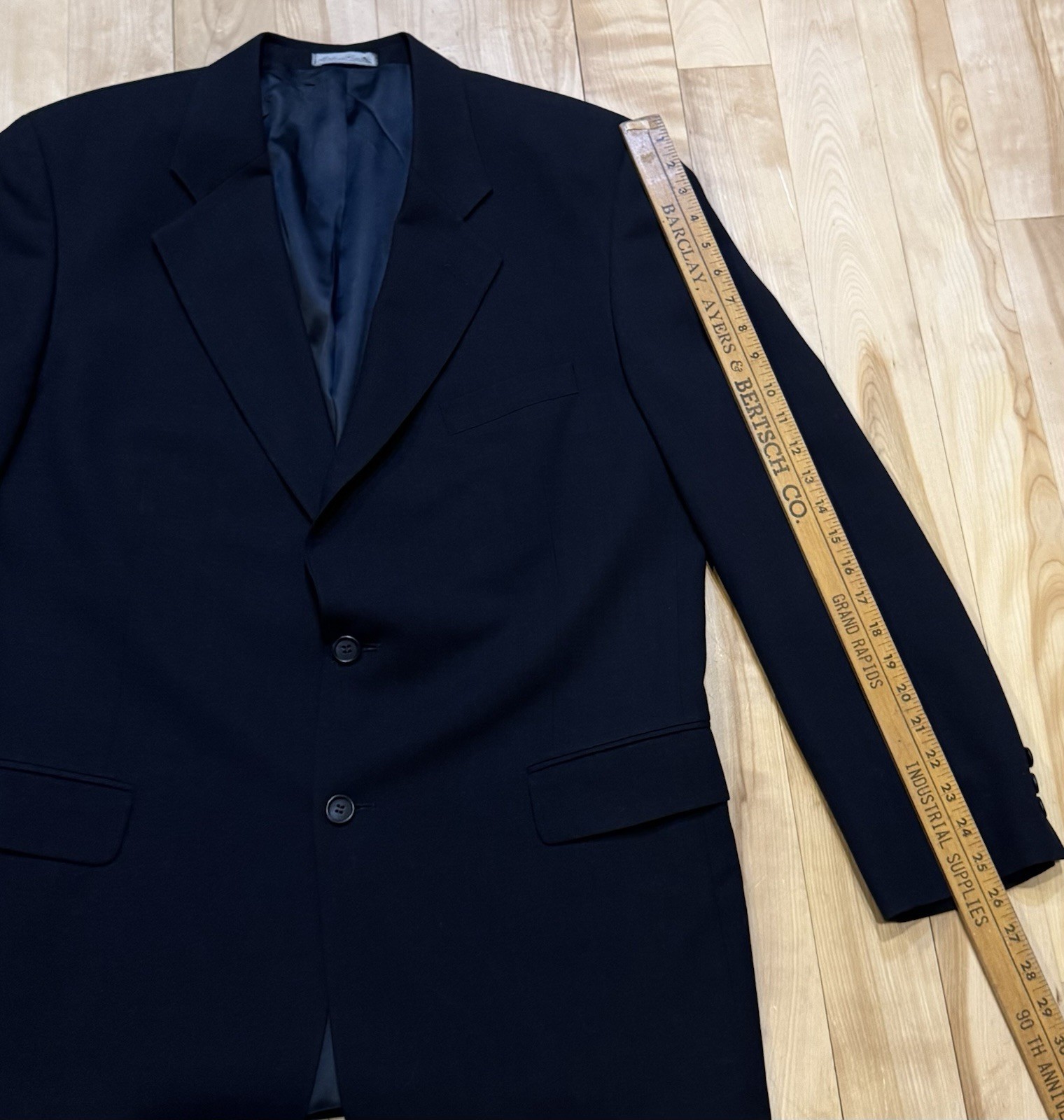 Deansgate Men’s 48R Black Wool Sport Coat Blazer 2 Button Classic Tailored