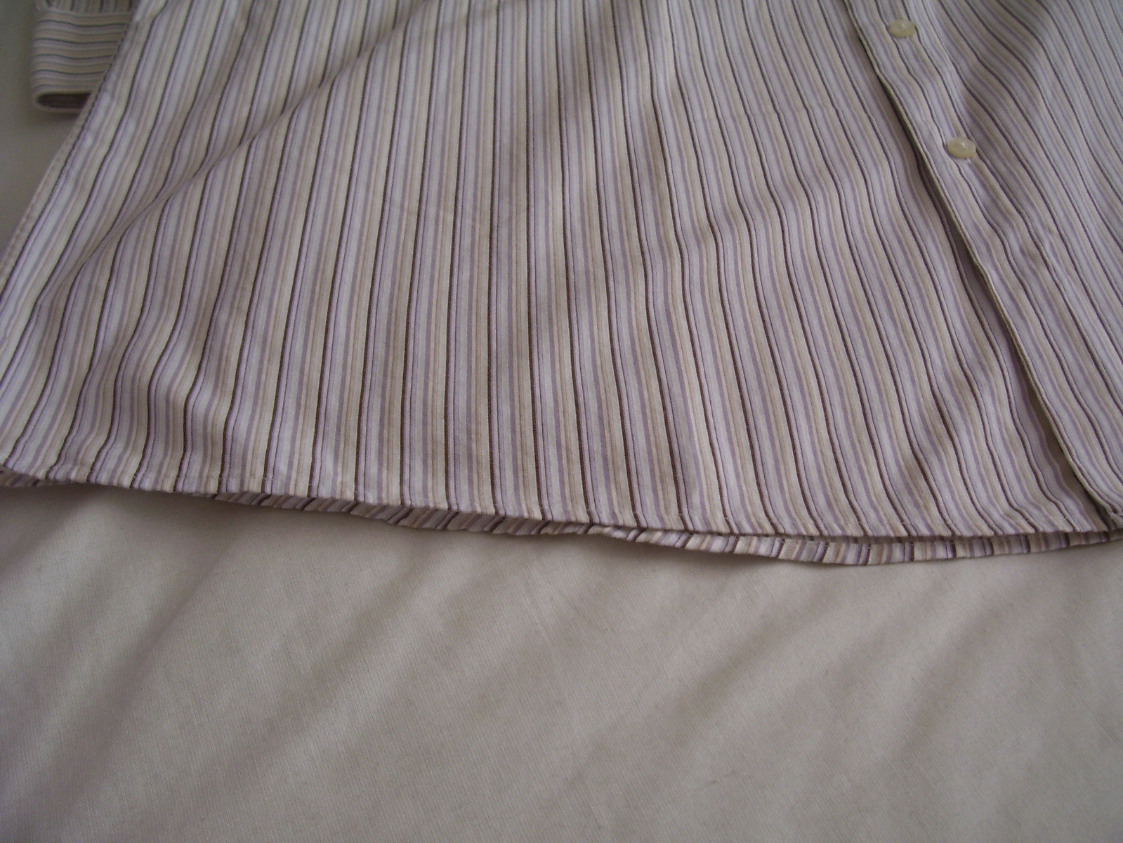 CALVIN KLEIN Mens Button Up SHIRT 18 1/2 35 TALL Purple Multi Stripe Longsleeve