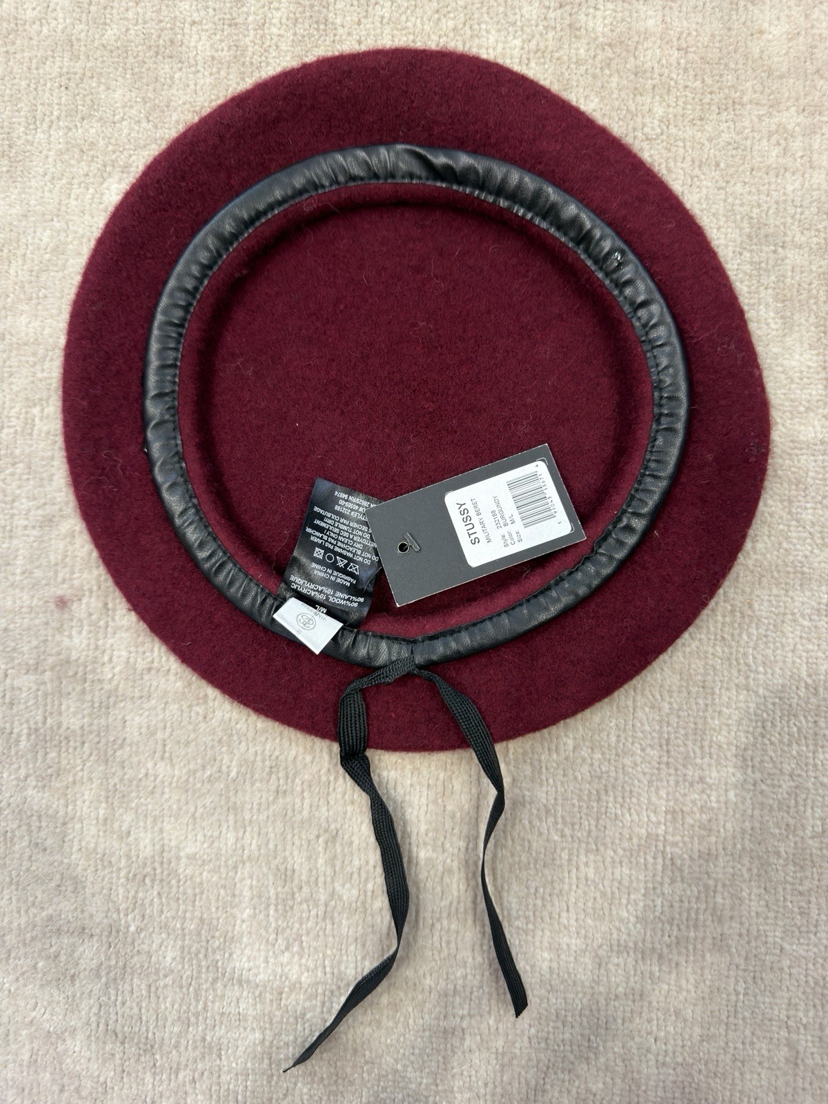 Stüssy Burgundy Solid Military Beret Hat M/L Unisex Adults RARE