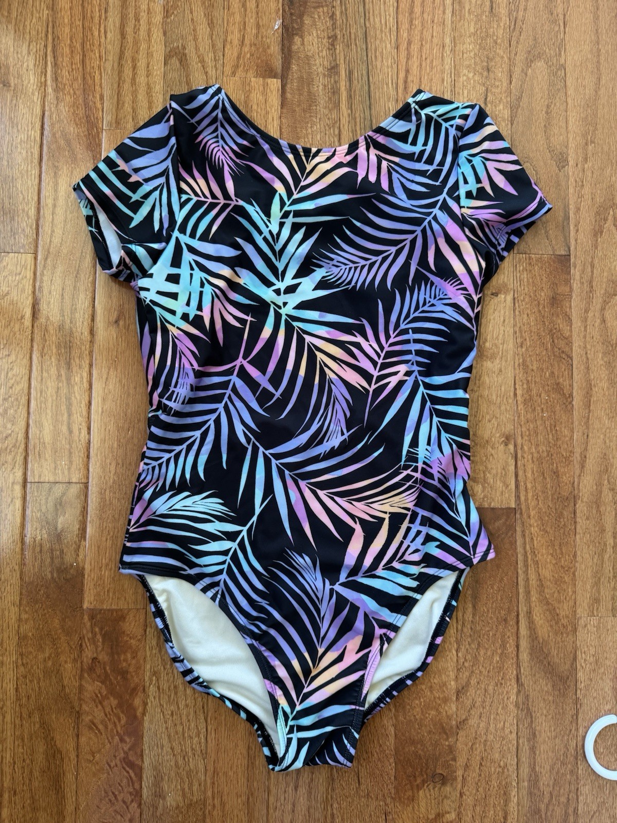 Art Class XL (14) Tropical One-Piece Swimsuit Open Back Lined Poly/Spandex